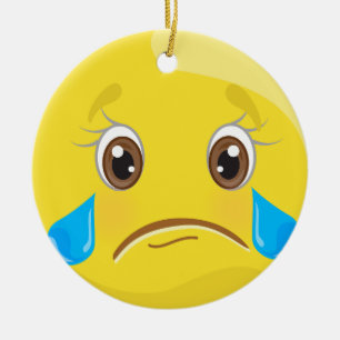 悲しい破損のEmojiのクリスマスのオーナメント セラミックオーナメント