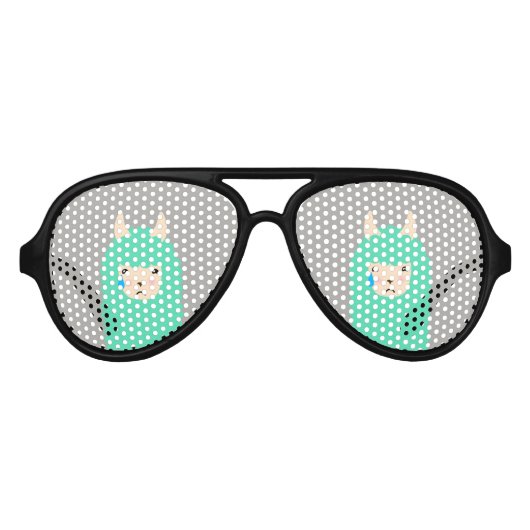 悲しい絵文字ラマ アビエーターサングラス (正面)
