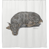 悲しい罪悪感に満ちたドバーマン シャワーカーテン (正面)
