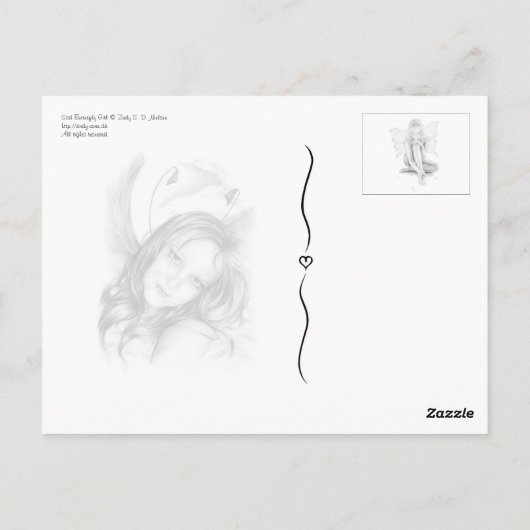 悲しい蝶の女の子はがき ポストカード (裏面)