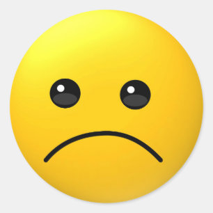 悲しい表現のemojiのステッカー ラウンドシール