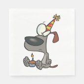 悲しい誕生日の犬のキャラクターとカップケーキ スタンダードランチョンナプキン (正面)