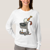 悲しい誕生日の犬のキャラクターとカップケーキ Tシャツ (正面)