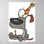 悲しい誕生日犬のカップケーキ漫画 ポスター (正面)