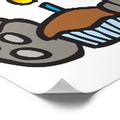 悲しい誕生日犬のカップケーキ漫画 ポスター (角)