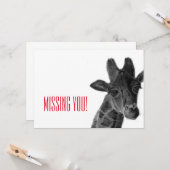 "悲しい鉛筆によって描かれるキリンとの"恋しく思います カード (正面/裏面インサイチュ)