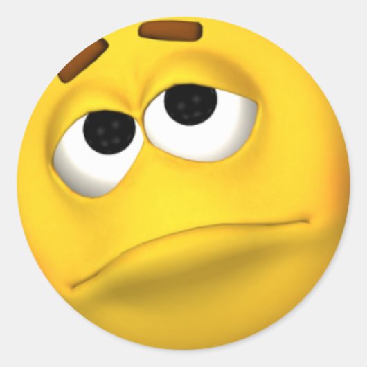 悲しい顔のステッカー ラウンドシール (正面)