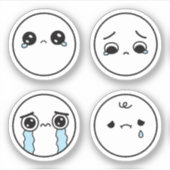 悲しい顔の絵文字ステッカーセット4個 シール (正面)