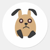 悲しい顔ステッカーバニー泣き叫び ラウンドシール (正面)