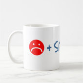 悲しい顔プラス雪は幸せなおもしろマグカップ コーヒーマグカップ (左)