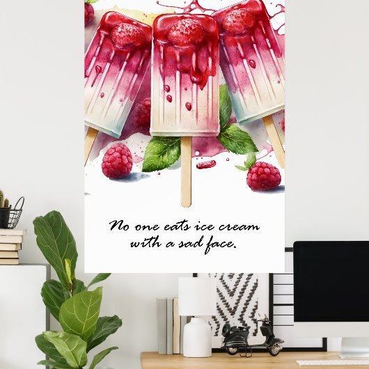 悲しい食べ顔のポスターが付いたアイスクリームは一つもない ポスター (ホームオフィス)