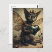 悲しい黒猫の妖精 ポストカード (正面/裏面)