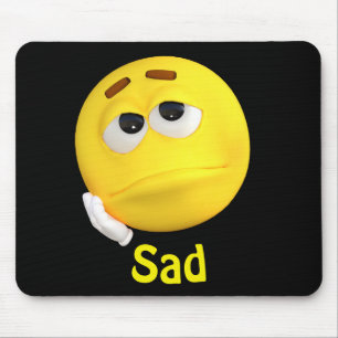 悲しいEmojiの顔文字の漫画の顔 マウスパッド