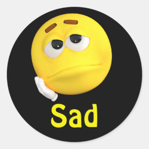悲しいEmojiの顔文字の漫画の顔 ラウンドシール