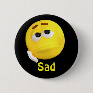 悲しいEmojiの顔文字の漫画の顔 缶バッジ