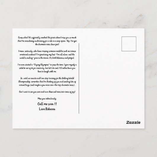 悲しおもしろいい恋しく思恋しく思の友情カードかわいい ポストカード (裏面)