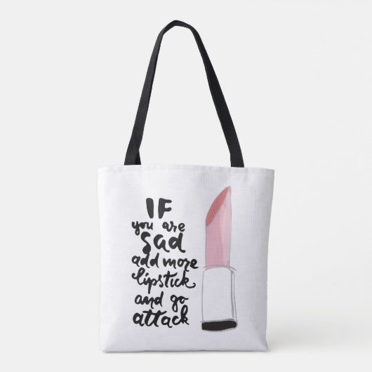 悲しかったらより多くの口紅を加え、攻撃行って下さい トートバッグ (裏面)
