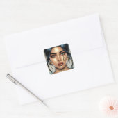 悲しかわいらしい金ゴールドの涙 スクエアシール (封筒)