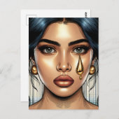 悲しかわいらしい金ゴールドの涙 ポストカード (正面/裏面)