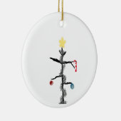 悲しく細長いクリスマスツリーの民芸のオーナメント セラミックオーナメント (右)