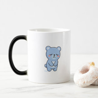 悲しげなクマのミニマルかわいいスタイル モーフィングマグカップ