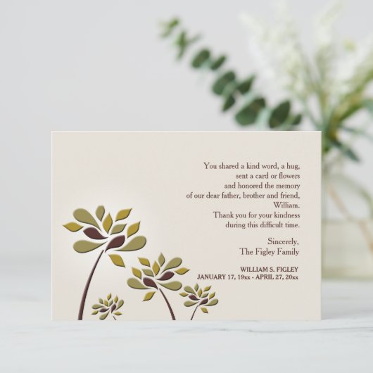 悲しげな悔やみや弔慰のサンキューカード サンキューカード (スタンド正面)