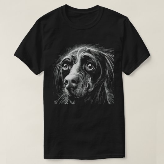 悲しげな瞳のひっかきボード犬Tシャツ Tシャツ (デザイン正面)