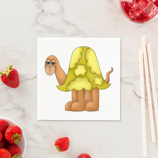 悲しそうな亀のナプキン スタンダードカクテルナプキン