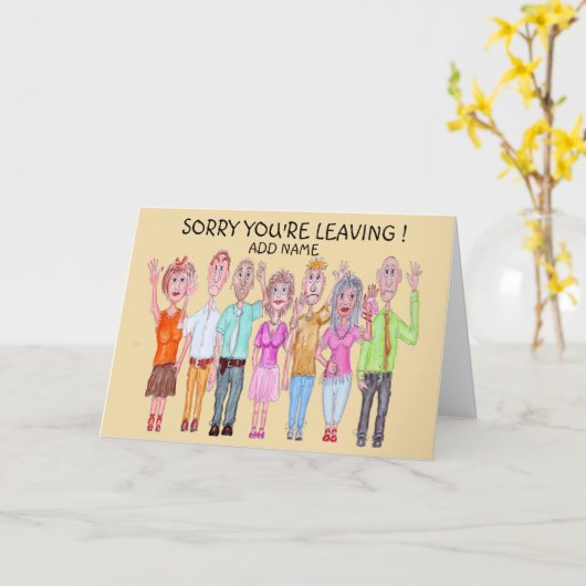 悲しそうな漫画の人々が別れの挨 カード (黄色い花)