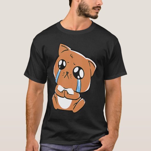 悲しそうに鳴くかわいい子猫 Tシャツ (正面)