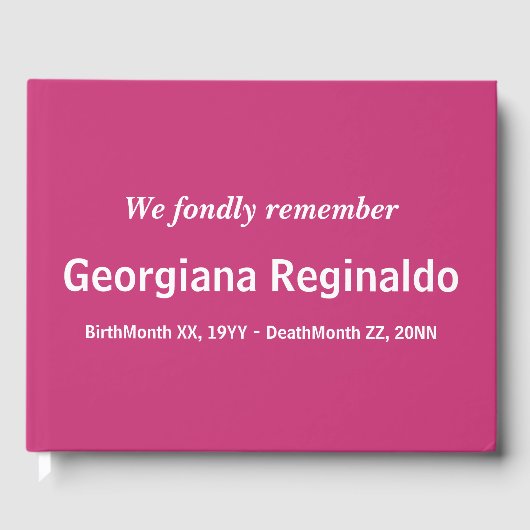 悲しみと保守的なメモリアルのゲストブック ゲストブック (正面)