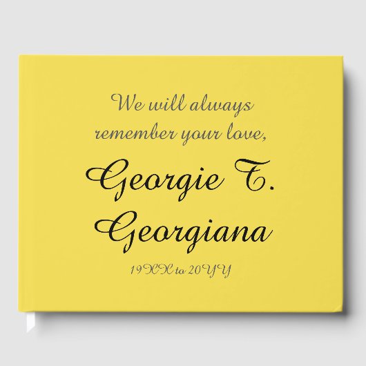 悲しみと尊敬に値するメモリアルのゲストブック ゲストブック (正面)