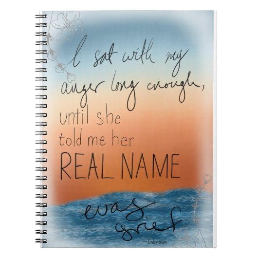 悲しみと怒り引用文フローラプリント ノートブック (正面)