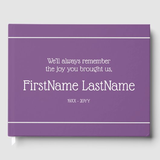 悲しみと落ち着いたメモリアル ゲストブック (正面)