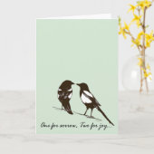 悲しみのための1つ、喜びのための2つ – Magpies カード (黄色い花)