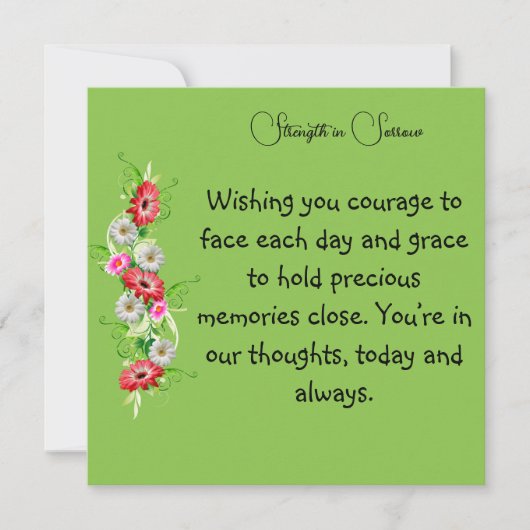 悲しみの中の強さ お悔やみカード カード (正面)
