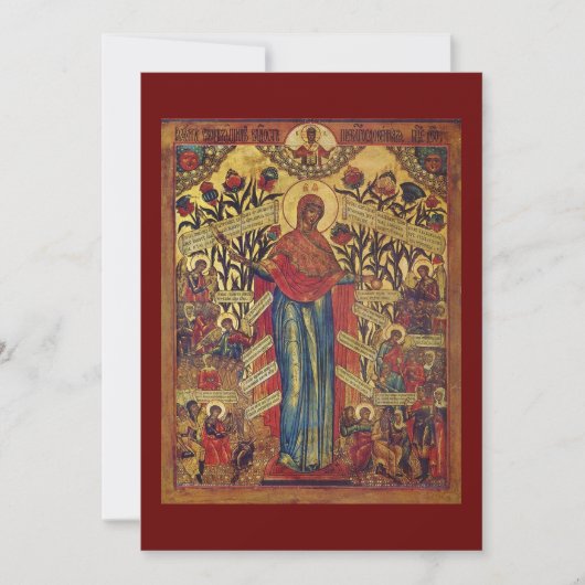 悲しみの人々の喜び – 神の母アイコン祈りの言葉 サンキューカード (正面)