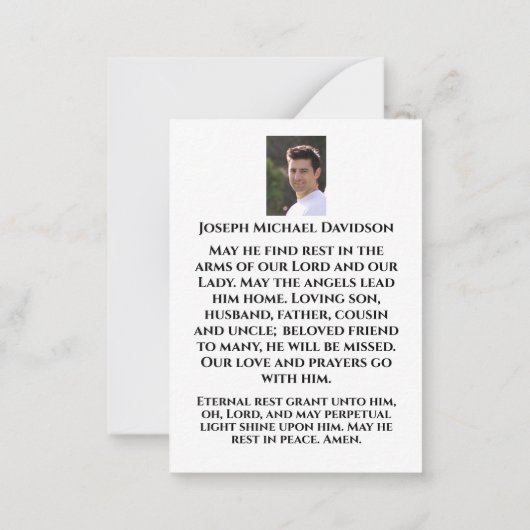 悲しみの女神メモリアル祈りの言葉カード ノートカード (裏面)