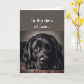 悲しみの時、聖書が慰める悲しい犬 カード (黄色い花)