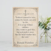 悲しみは見ることができない – 葬儀ヴィンテージカード (スタンド正面)