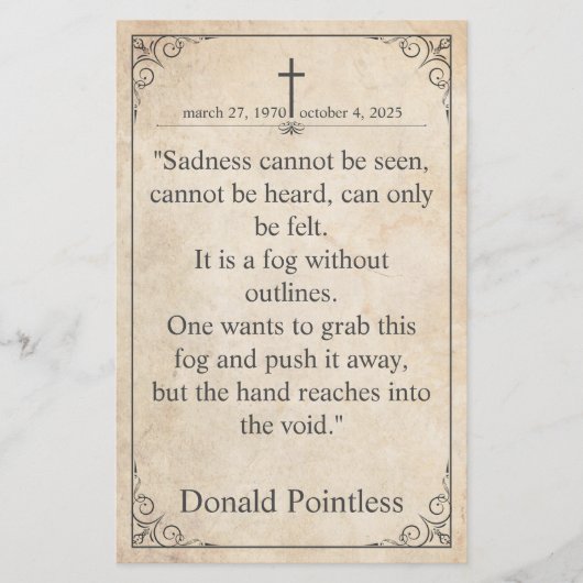 悲しみは見ることができない – 葬儀ヴィンテージカード (正面)