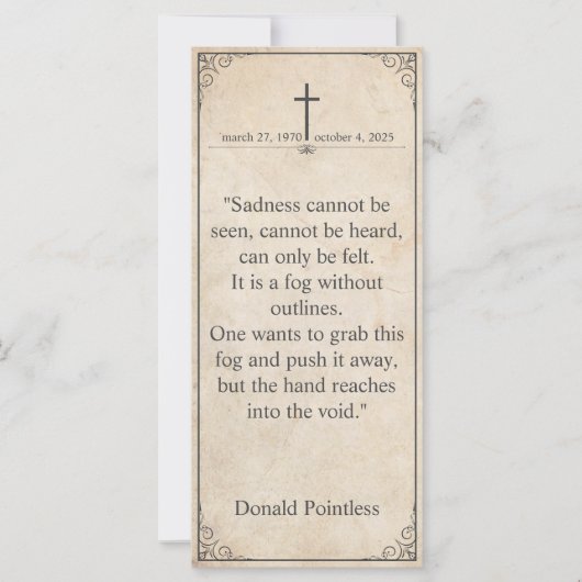 悲しみは見ることができない – 葬儀ヴィンテージカード (正面)