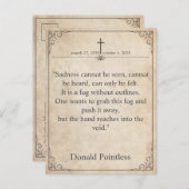 悲しみは見ることができない – 葬儀ヴィンテージカード シーズンポストカード (正面/裏面)