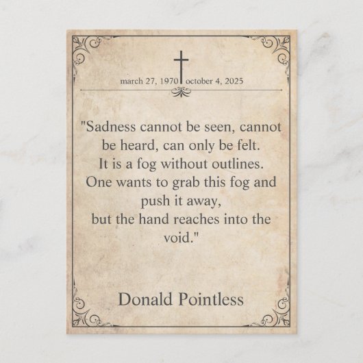 悲しみは見ることができない – 葬儀ヴィンテージカード シーズンポストカード (正面)