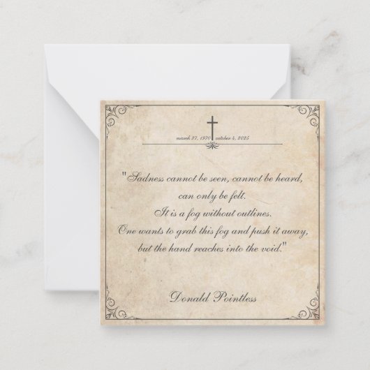 悲しみは見ることができない – 葬儀ヴィンテージカード ノートカード (正面)