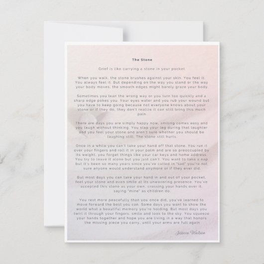 悲しみや喪失のためのストーンのフルサイズカード (正面)