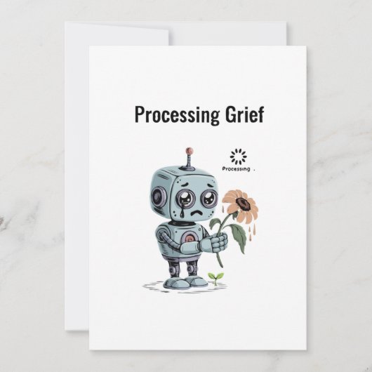  悲しみを処理中 かわいい悲しいロボット - Emotional AI  サンキューカード (正面)