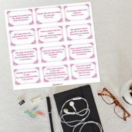 悲しみ引用文のバラコーナーフレームマゼンタホワイト シール