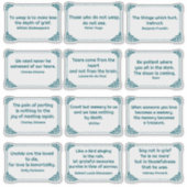 悲しみ引用文のバラコーナーフレーム深いティール（緑がかった色）白 シール (正面)