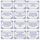 悲しみ引用文のバラコーナーフレーム深いブルーホワイト シール (正面)